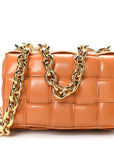 Lambskin Maxi Intreccio Padded Chain Cassette Crossbody Bag Clay