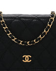 Caviar Quilted Wallet on Chain WOC Black