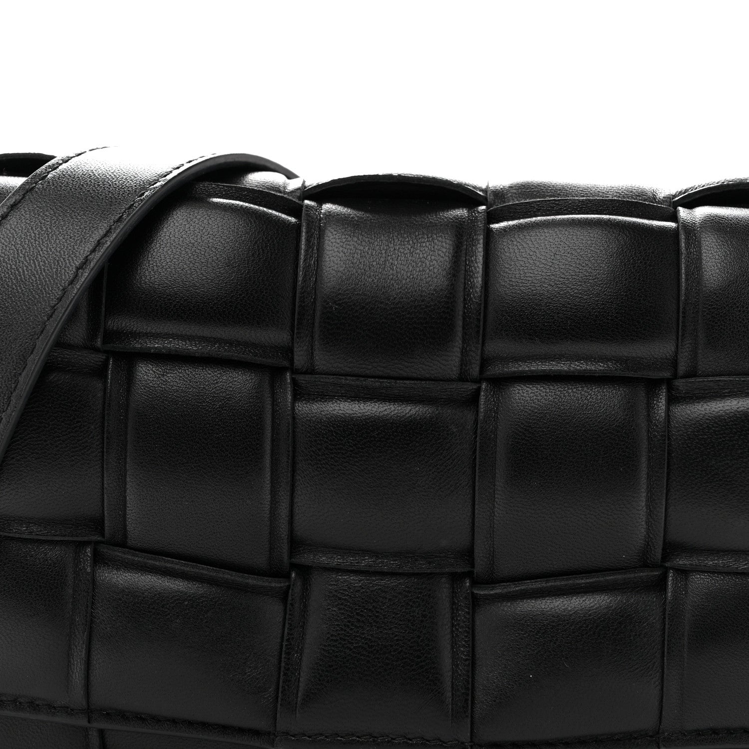 Nappa Maxi Intreccio Small Padded Cassette Crossbody Bag Black