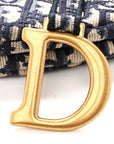 Oblique Embroidered Saddle Bag Blue