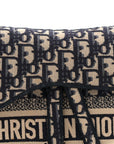Oblique Embroidered Saddle Bag Blue