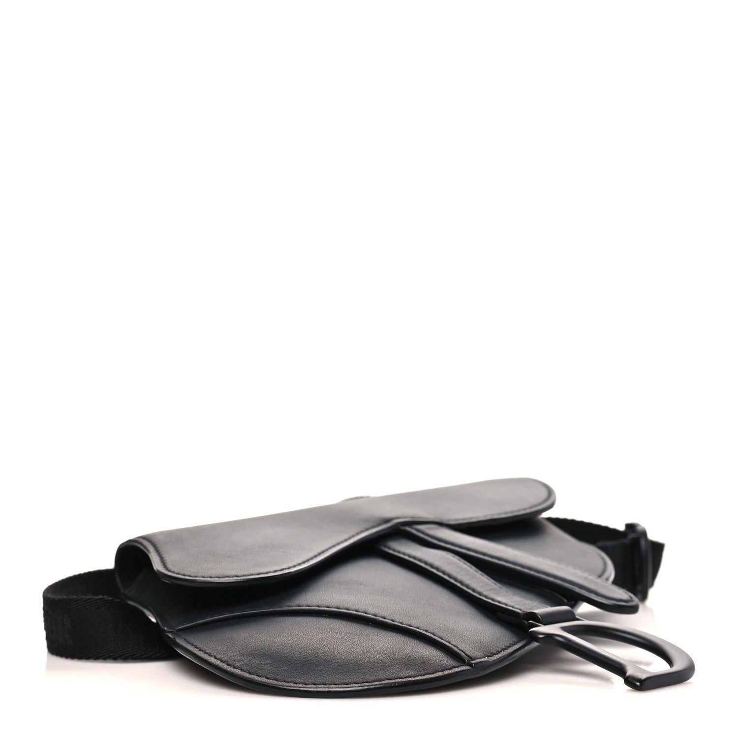 Ultra Matte Calfskin Saddle Belt Bag Black