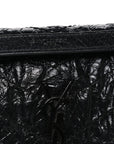 Crinkled Calfskin Matelasse Monogram Baby Niki Chain Satchel Black