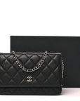 Caviar Quilted Wallet on Chain WOC Black