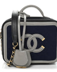 Jersey Quilted Small CC Filigree Vanity Case Blue Black Grey