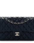 Caviar Quilted Small Double Flap Blue