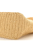 Yarn Raffia Effect Crochet Logo Embroidered Small Tote Bag Naturale