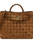 Suede Intrecciato Small Andiamo Shoulder Bag Amber
