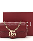 Calfskin Matelasse Super Mini GG Marmont Shoulder Bag Rosso Ancora