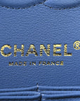 Caviar Quilted Small Double Flap Blue