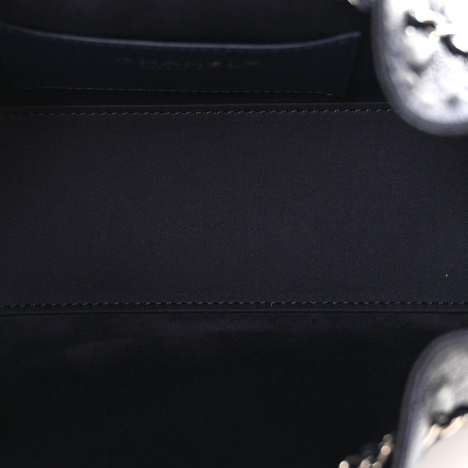 Metallic Caviar Quilted Mini CHNL 25 Handbag Dark Blue