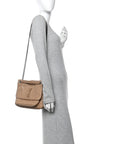 Crinkled Calfskin Matelasse Monogram Medium Niki Chain Satchel Light Taupe