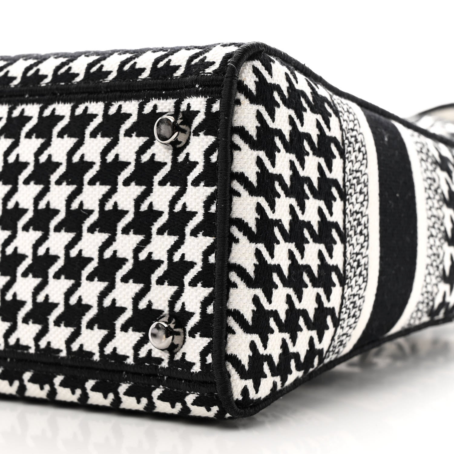 Canvas Houndstooth Embroidered Medium Lady D-Lite Black White