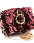 Sequin Paillettes Shiny Nappa Sex and the City Nano Maxi Buckle Baguette Charm Granata