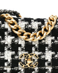 Tweed Quilted Large CHNL 19 Flap Black Ecru White