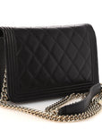 Caviar Quilted Boy Wallet On Chain WOC Dark Brown