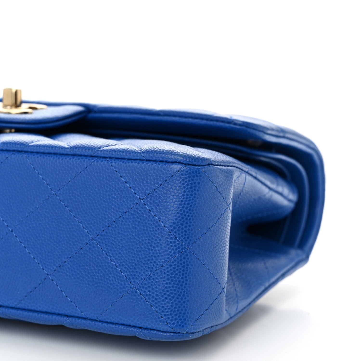 Caviar Quilted Small Double Flap Blue