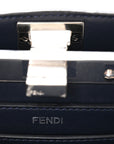 Ostrich Shiny Nappa Petite Peekaboo I SEE U Satchel Dark Blue