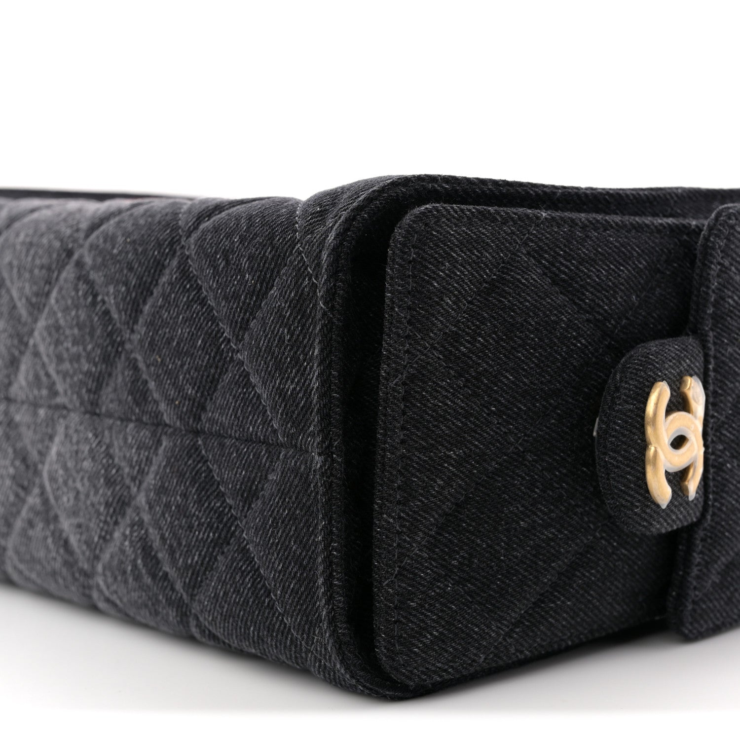 Washed Denim Quilted Mini CHNL 25 Handbag Black