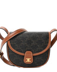 Canvas Calfskin Triomphe Mini Besace Tan