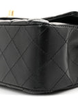 Lambskin Quilted Mini Rectangular Flap Black