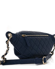 Caviar Quilted Filigree Waist Bag Blue