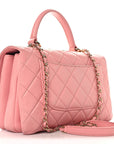 Lambskin Quilted Medium Trendy CC Flap Dual Handle Bag Pink