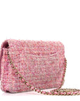 Tweed Quilted Wallet On Chain WOC Pink