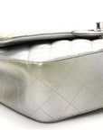 Metallic Goatskin Quilted Ombre Medium Double Flap Grey Green