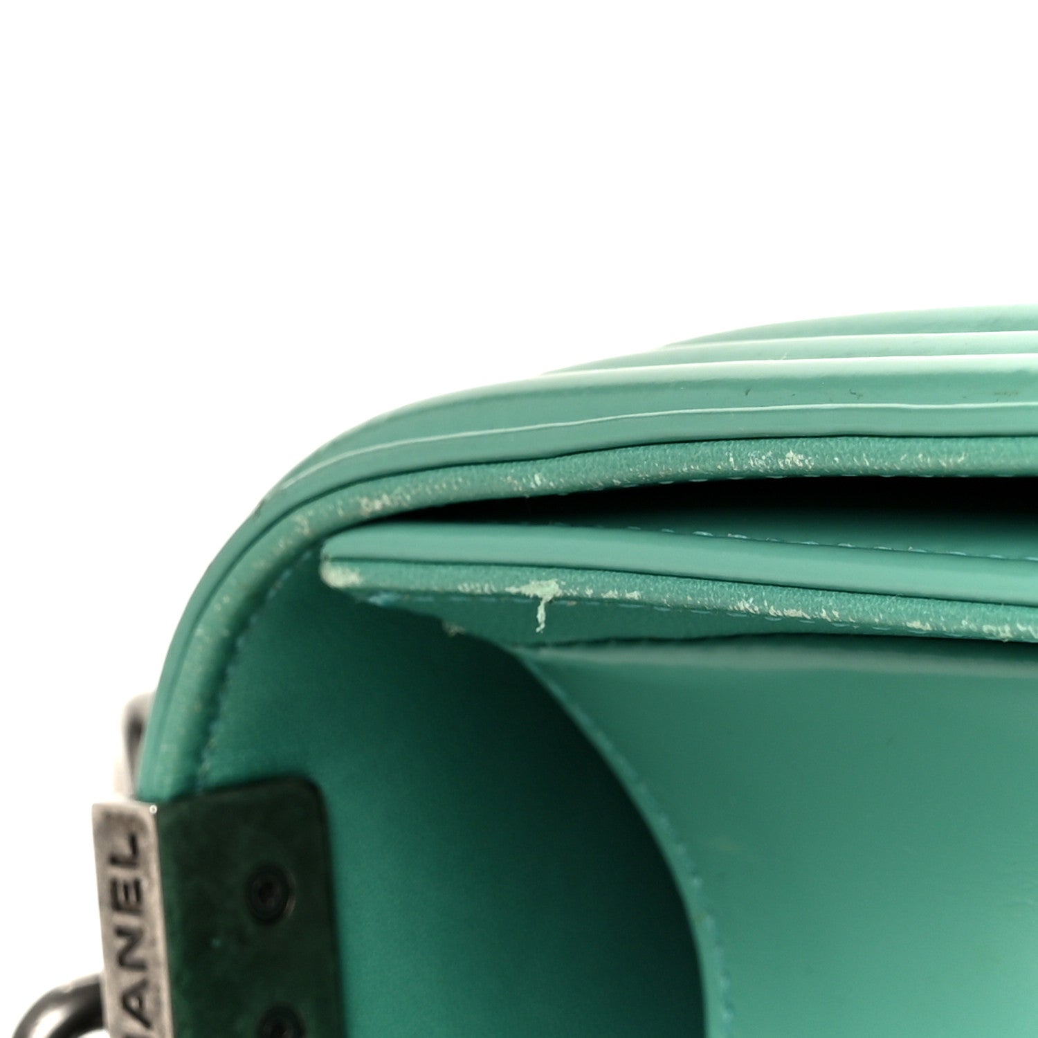 Glazed Calfskin Medium Boy Flap Green