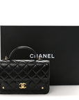 Lambskin Quilted Preppy Satchel Wallet On Chain WOC Black