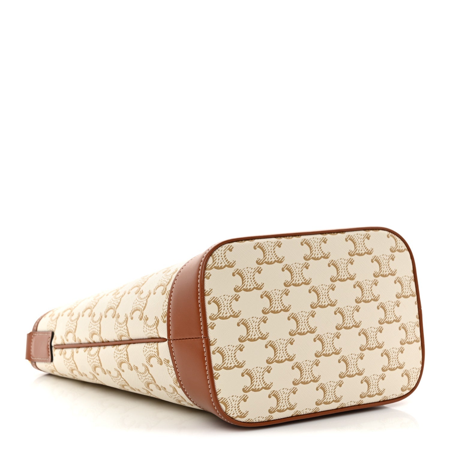 Triomphe Canvas Calfskin Small Bucket Bag White