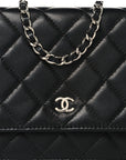 Lambskin Quilted Wallet On Chain WOC Black