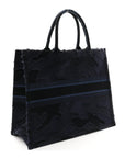 Canvas Embroidered Camouflage Book Tote Blue