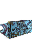 Canvas Embroidered Large Toile de Jouy Voyage Book Tote Celestial Blue