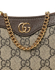 GG Supreme Monogram Textured Dollar Calfskin Mini Ophidia Chain Bag Beige Ebony
