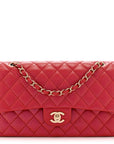 Iridescent Caviar Quilted Medium Double Flap Red