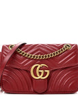 Calfskin Matelasse Small GG Marmont Shoulder Bag Hibiscus Red