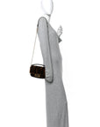 Shearling Vitello Dolce Macro FF 1974 Mini Baguette Tobacco Black