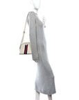 Textured Dollar Calfskin Web Small Ophidia Dome Shoulder Bag Mystic White