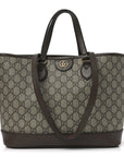 GG Supreme Monogram Textured Calfskin Small Ophidia Shoulder Tote Bag Beige Ebony New Acero