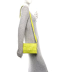 Lambskin Maxi Intrecciato Cassette Crossbody Bag Acid Kiwi