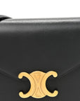 Shiny Calfskin Triomphe Margo Wallet on Chain Black
