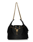 Washed Denim Quilted Small CHNL 25 Handbag Black