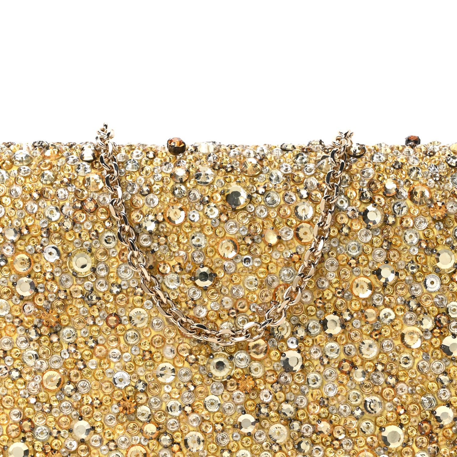 Calfskin Satin Bead Embroidery Lady D1OR Clutch Gold Yellow