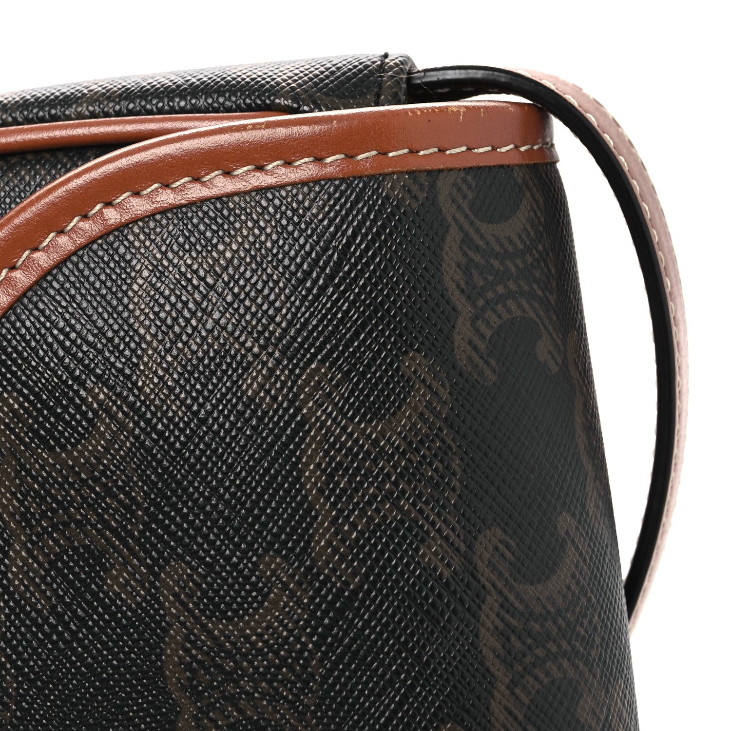 Canvas Calfskin Triomphe Mini Besace Tan