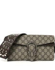 GG Supreme Web Monogram Textured Dollar Calfskin Dionysus Small Shoulder Bag Beige Ebony New Acero