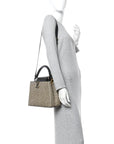 Raffia Calfskin Capucines MM Black Ecru