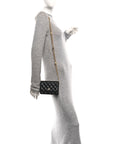 Lambskin Quilted CC Pearl Enamel Clutch on Chain WOC Black