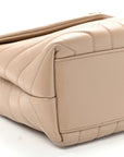 Calfskin Y Quilted Monogram Small Loulou Chain Satchel Dark Beige